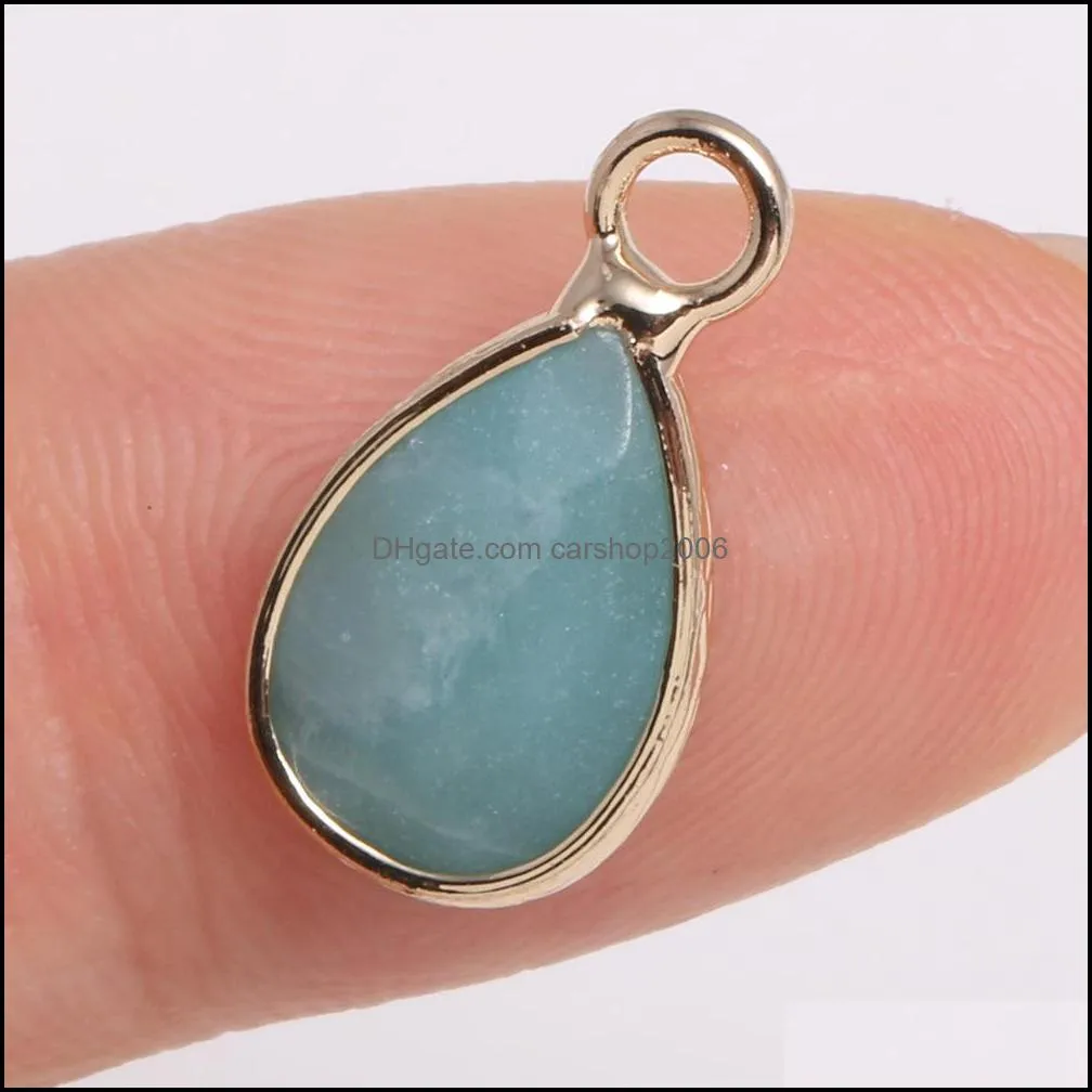 Natural Stone 10x14mm Water drop Rose Quartz lapis lazuli Turquoise opal Pendant charms DIY for bracelet Necklace earrings Jewelry