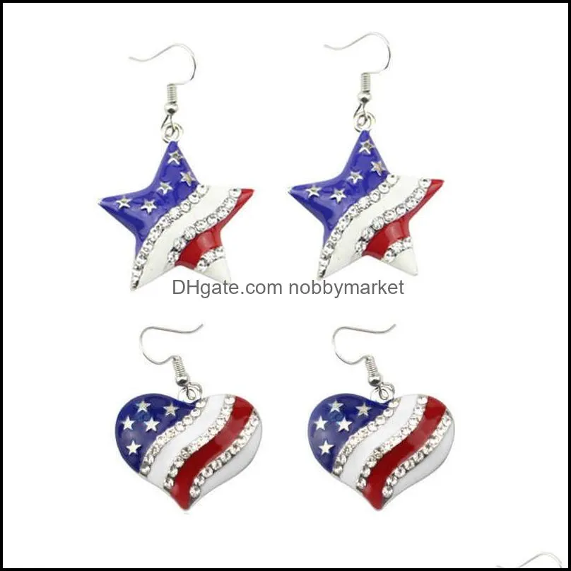 Hot New American Flag Fashion Style Ear Hook Jewelry Women National Enamel Slippers Shape Dangle Earrings Usa Flag Earrings Gift Q0709
