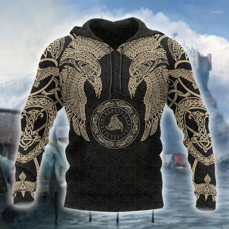 Heren Hoodies Sweatshirts Symbool Tattoo Viking Fashion Trucksuit 3Dprint Casual unisex rits/sweatshirts/hoodies/jas