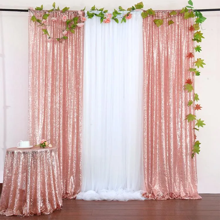 Curtain & Drapes Sequin Background Silver Rose Gold Shiny Sparkle Wedding Baby Shower Po Booth PartyCurtain