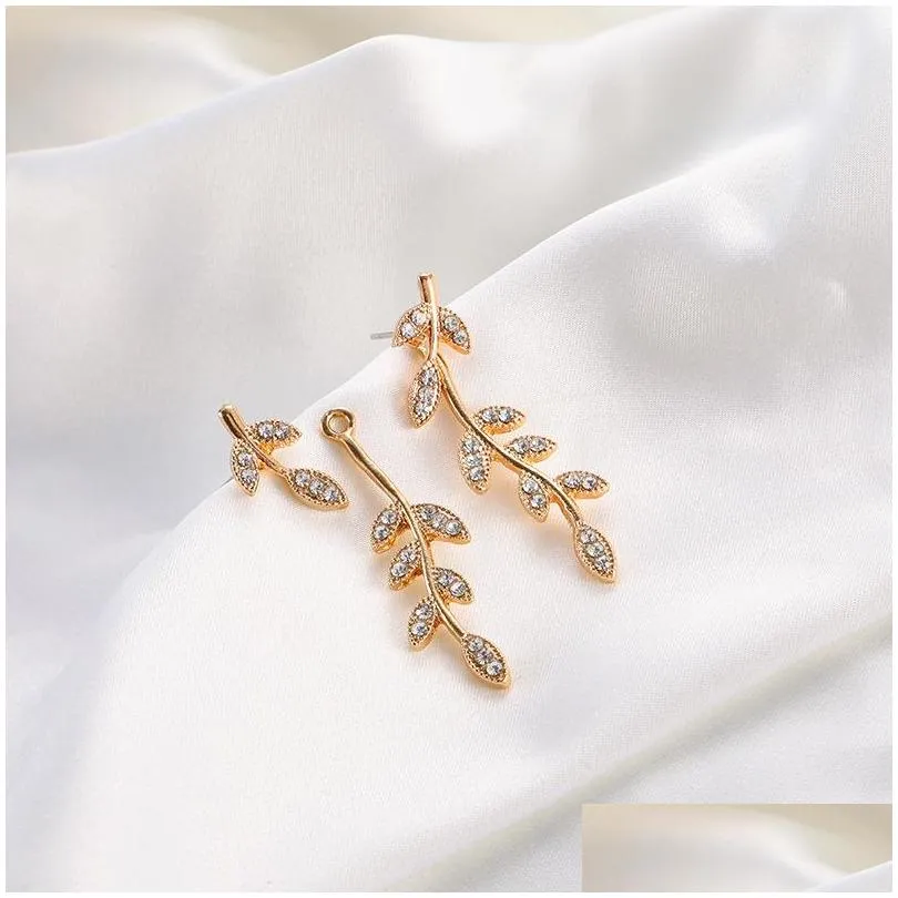 fashion jewelry olive leaf pendant removable for two wear earrings rhinstone rhinstone dangle stud earings