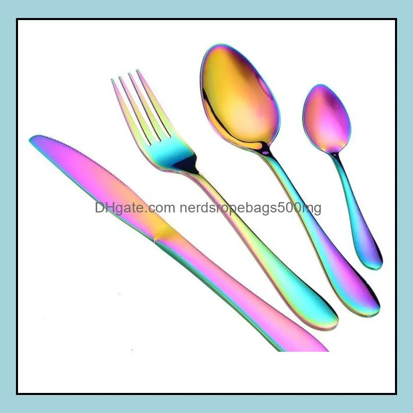 NEWStainless steel Gold Flatware Sets Spoon Fork Knife Tea Spoons Dinnerware Set Kitchen Bar Utensil 4 Style RRD12865