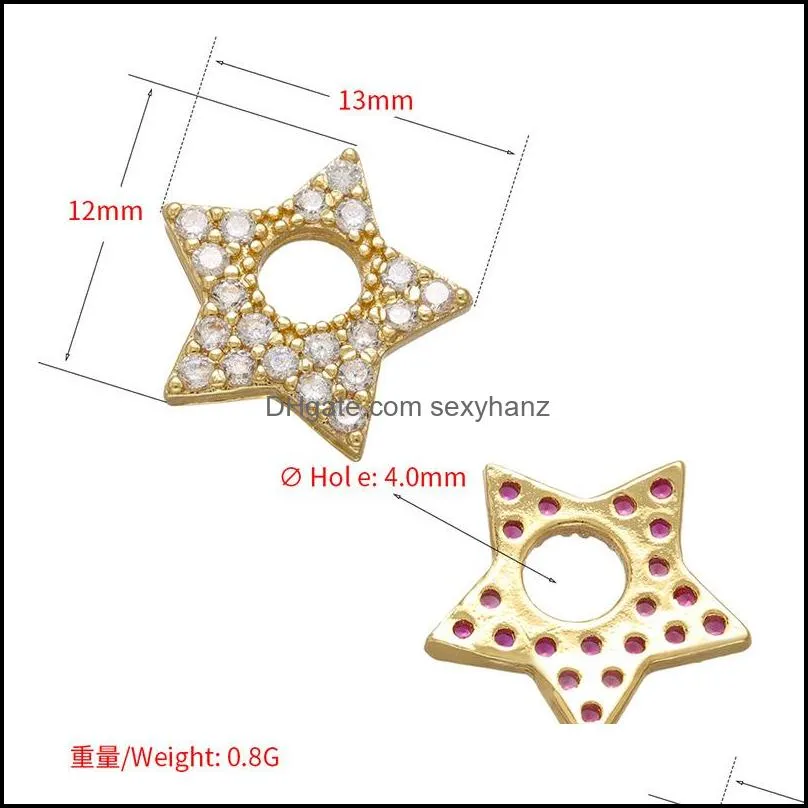 ZHUKOU multicolor heart star CZ crystal earrings charms cute charms for jewelry making DIY handmade pendant Supplies wholesale1848 Q2