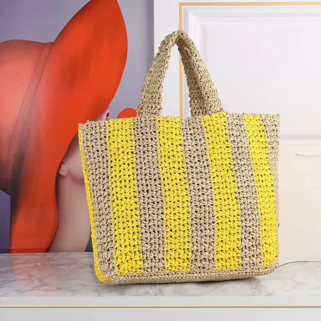Kolorowe paski puste letnia ręka podróżna Torby Luksusowy projektant Raffii słomka torby plażowe kobiety koszyk warzywny