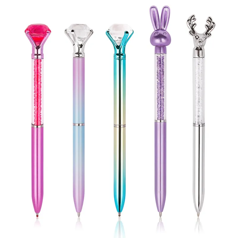 Diamond Elk / Rabbit Ballpoint Pen Bullet Type 1.0 Fashion Pens Office Briefpapier Creative Reclame Gradiënt Kleurrijke Pennen