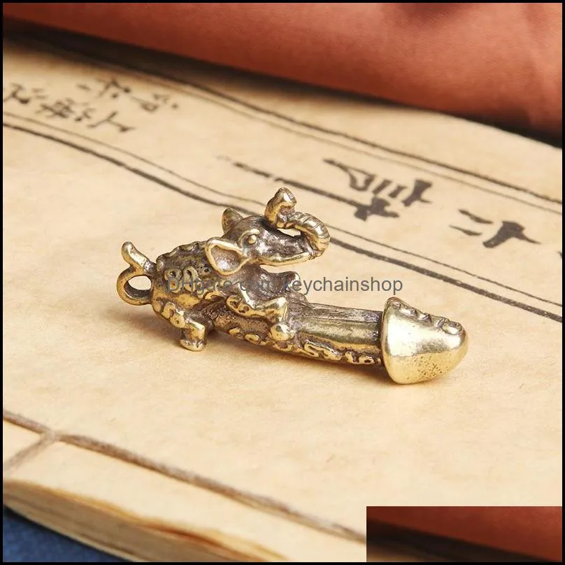 keychains creative brass elephant male penis figurines miniatures home decoration man genitals car keychain pendantkeychains