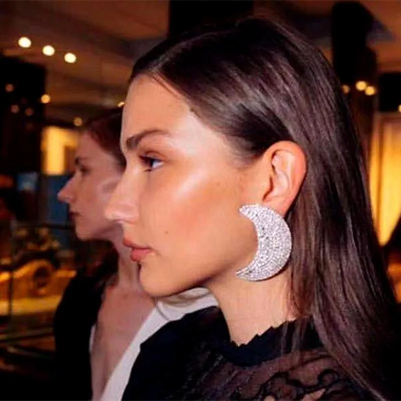 Dingle ljuskrona fantastisk bling rhinestone månstil örhängen för kvinnor modesmycken dam's aftonklänning uttalande örhänge acces