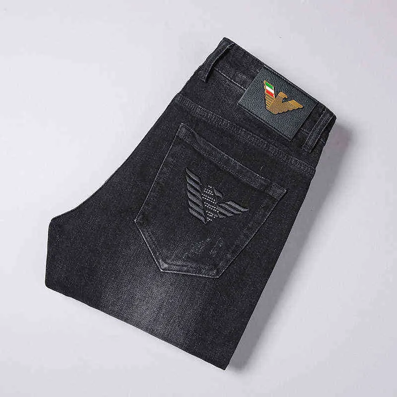 Erkek Aj Kotu Sonbahar ve Kış Gençlik Korece Versiyonu Elastik Nakış Matkap İnce Uygun Küçük Ayaklar Siyah Pantolon