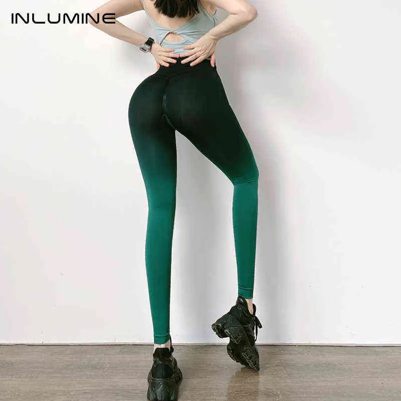 Inlumine New Seamless Leggings High Waist Woman Fitness Yoga Pants Sexy Push Up Gym Sport Slim Stretch Running Tights J220706