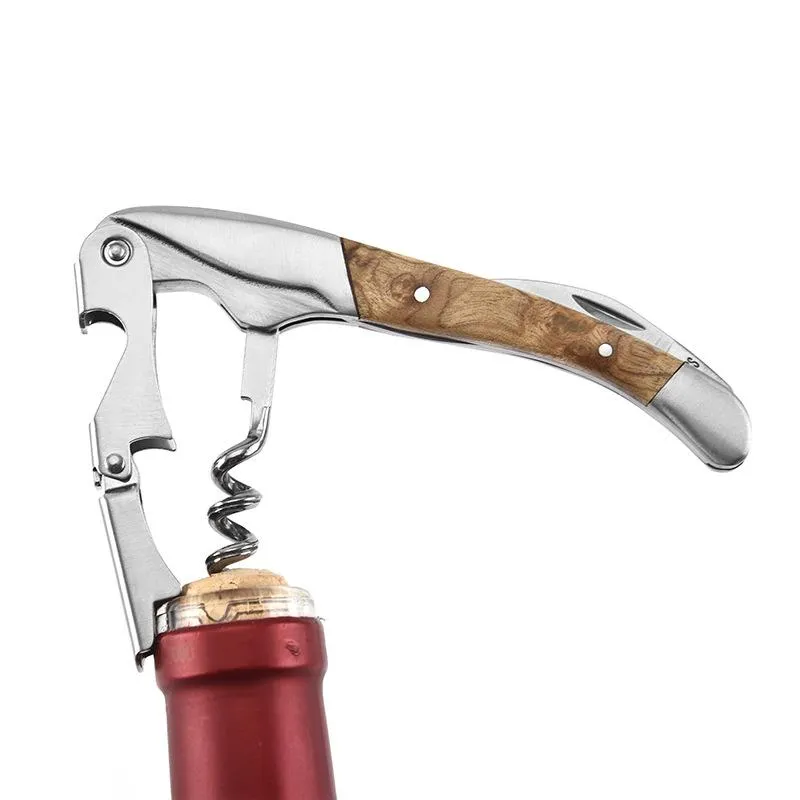 Wood Handle Professional Wine Opener Multifunction Portable Screw Corkscrew Wine Bottle Opener Cook Tools LX4589