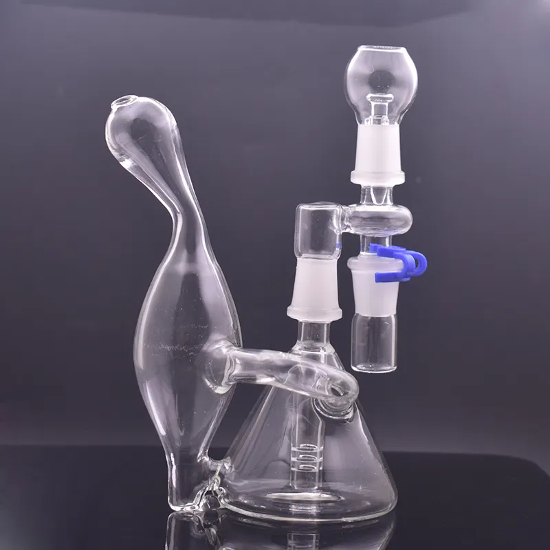 New Combination Glass Beaker Bong Smoking Water Pipes 6Inchs Tall Recycler Dab Rigs Water Bongs with 14mm Reclaim Catcher Adapter 1set