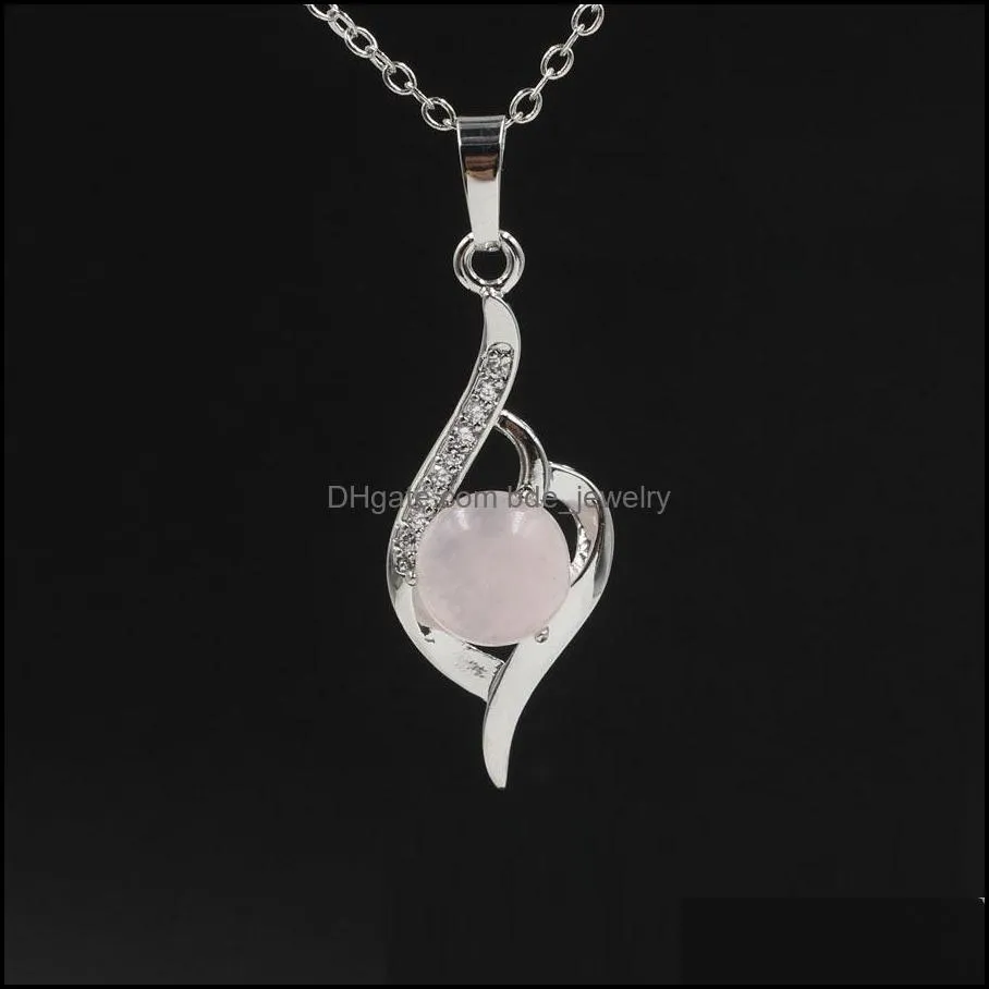 n heart reiki stones turquoise pink quartz charms pendant necklace for women men gift accessories