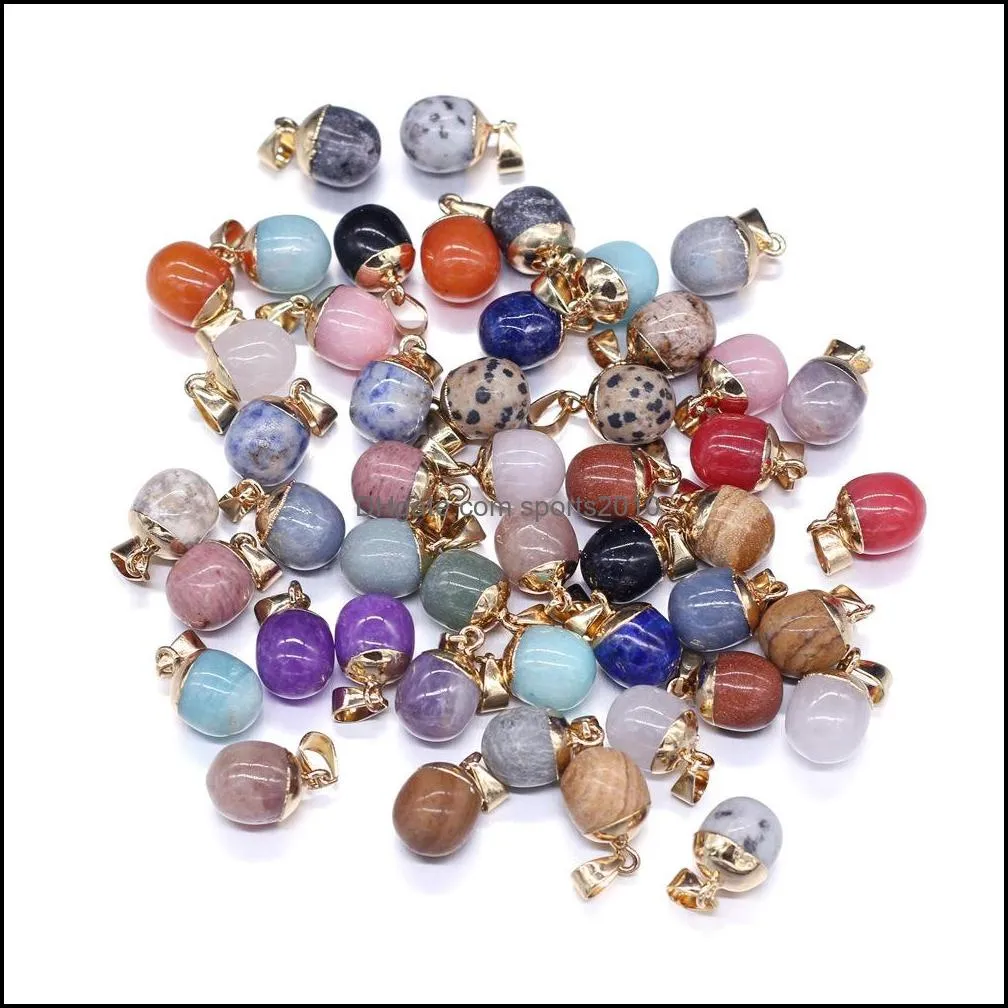 13x18mm semi-precious stone ball charms quartz healing reiki crystal pendant diy necklace earrings women fashion jewelry fi sports2010