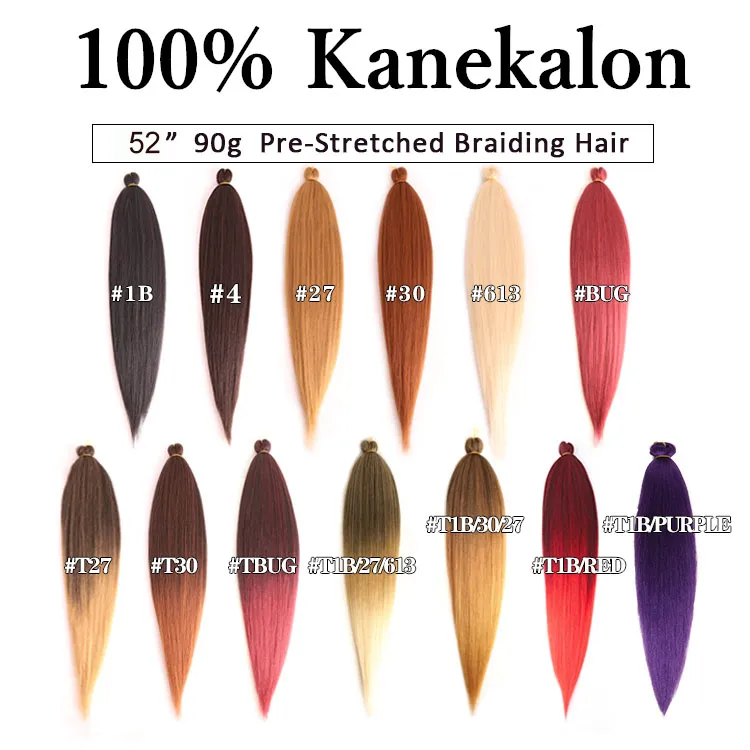 Facile Tressage Cheveux 26 pouces Long Jumbo Tresses Kanekalon Yaki Crochet Droit Synthétique Ombre Extensions de Cheveux Fibre Haute Température 90g / pc