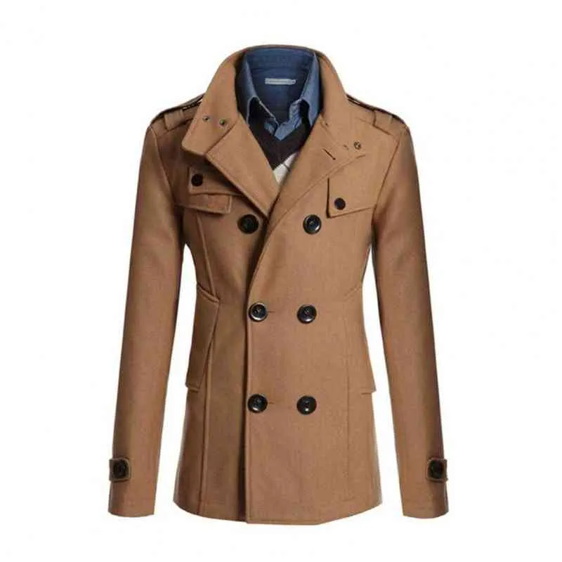 Plus Size Herren-Windbreaker-Jacke, einfarbig, zweireihig, formelle Business-Winterjacke für Arbeit, Oberbekleidung L220725
