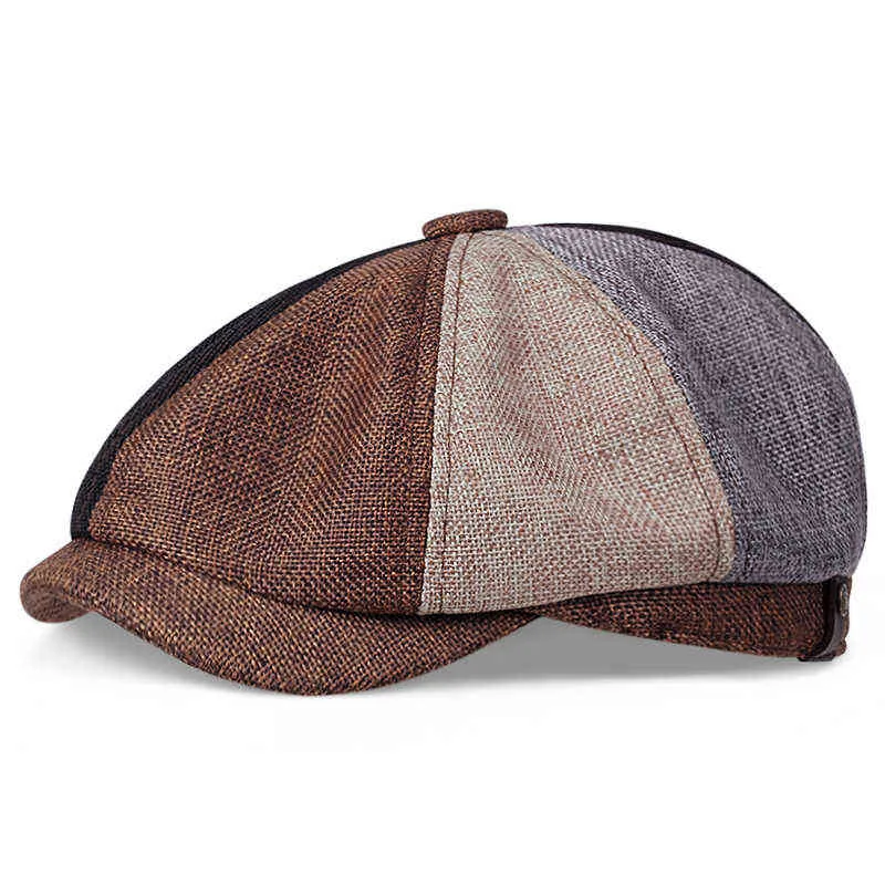 Hommes Rétro Bérets Journal Vendeur Casquettes Points De Mode Bérets Plats Casquette Automne Hiver Femmes Vintage Peintre Chapeaux Octogonaux Gorras J220722