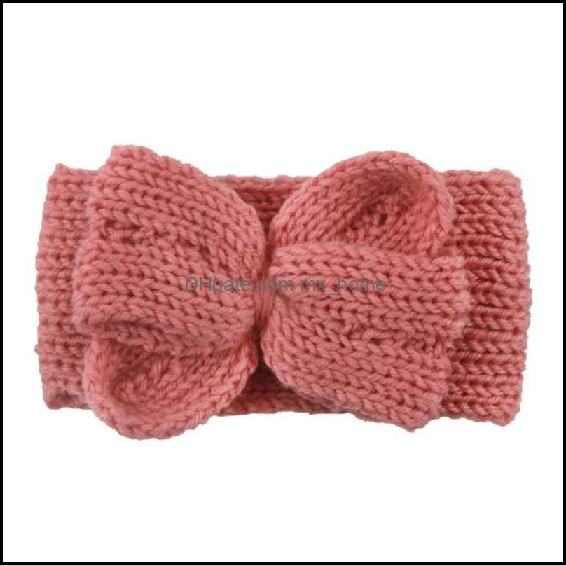 baby girl headband knitted bow toddler turbans bowknot children ear warmer wide kids headwear winter baby hair accessories 11 colors