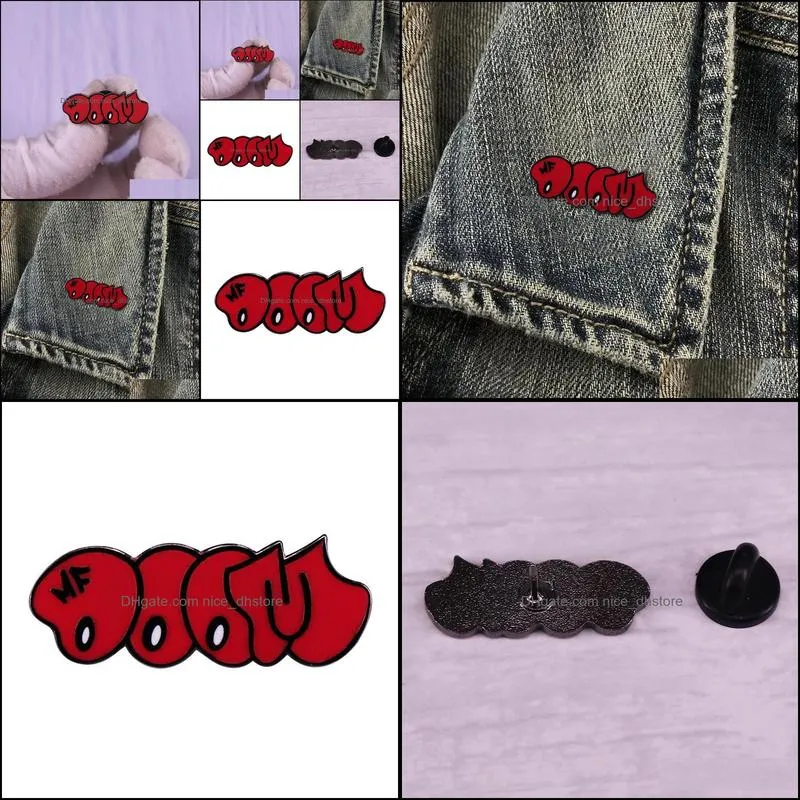mf doom red bubble enamel pin brooch kmd 90s hip hop badge fashion jewelry decoration