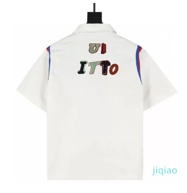 20220 новые вышитые буквы Новая мужская рубашка с коротким рукавом роскошные дизайнерские модные тенденции одежды деловая повседневная брендовая весенне-летняя футболка