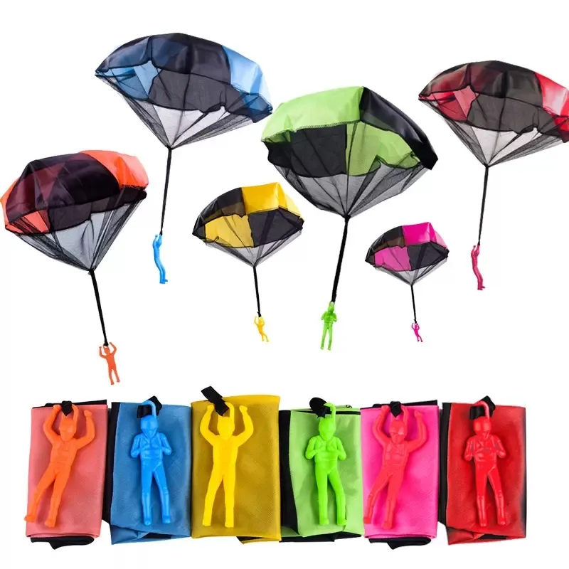 6 kleuren Fidget Toys Hand Kite Accessoires Parachute gooien Kids Outdoor Fun Toy Games voor Kid Flying Parachutes Sport en Mini Soldier Kerstcadeau Groothandel