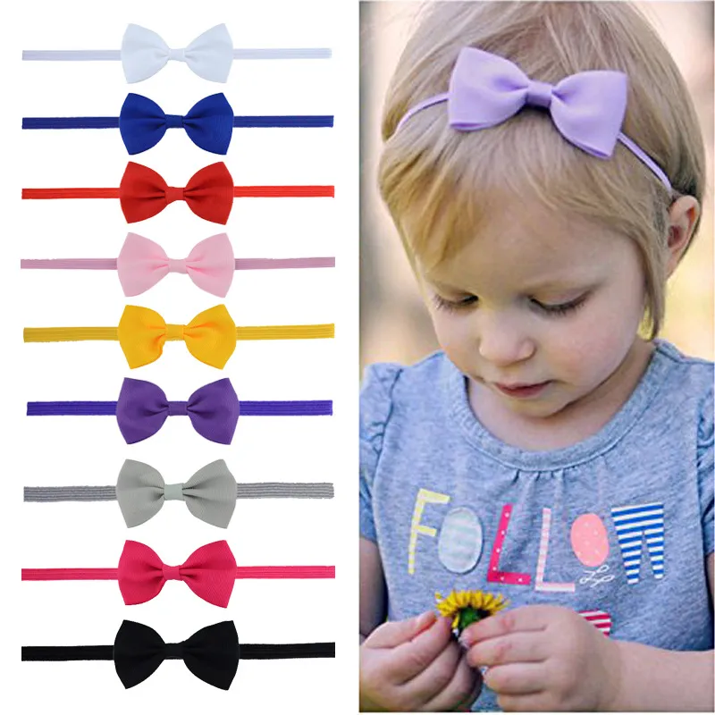18 Farben süße Kinder Schleife Stirnbänder Mädchen Baby Band Kleinkind Blumen Schleife Stirnband Haarband Kopfbedeckung