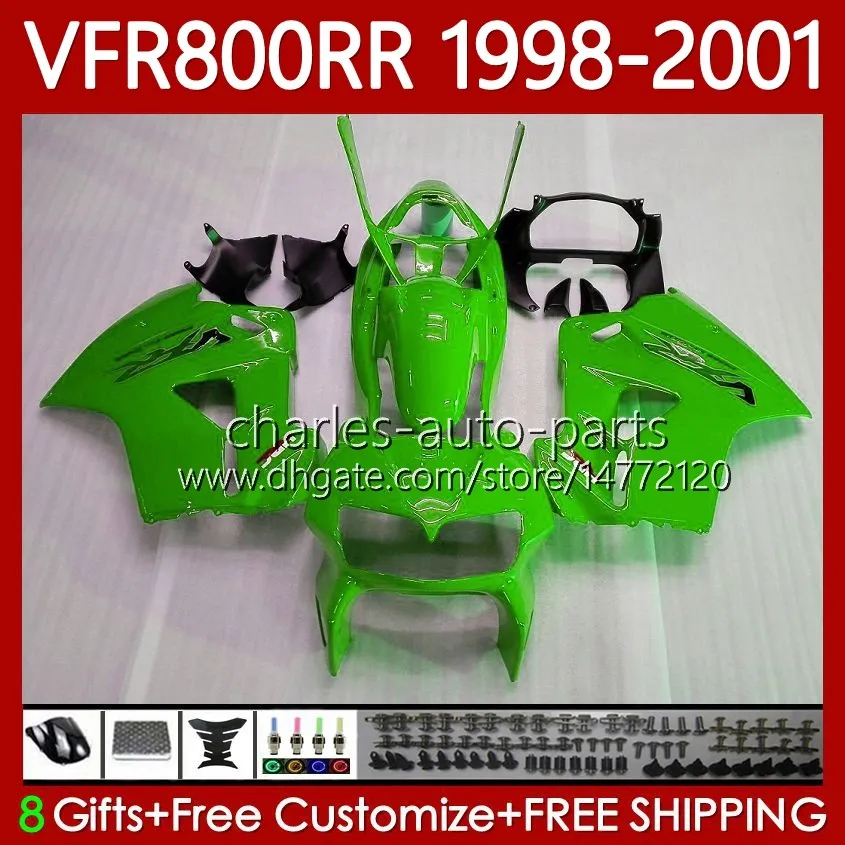 OEM Bodywork For HONDA VFR800RR Interceptor VFR 800RR 800 CC RR 1998-2001 128No.122 VFR-800 800CC VFR800R Green black 1998 1999 2000 2001 VFR800 RR 98 99 00 01 Fairing