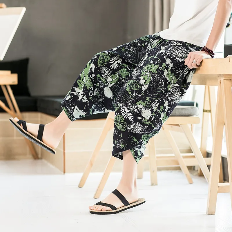 Sinicism Store Men Printed Summer Loose Harem Pants Mens Thin Breathable Trousers Male Colorful Chinese Style Bottoms 201112