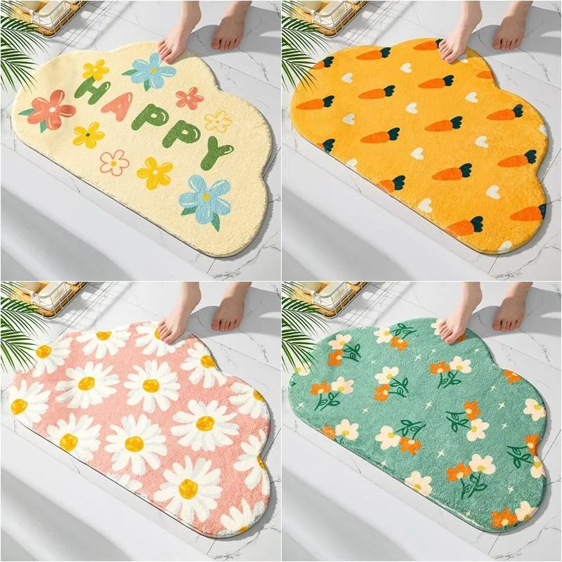 Carpets Flower Bathroom Doormat Door Entrance Floor Mat Non-slip Mats Cartoon Rug Carrot Pet Absorbent Carpet Bath Tub Bed Kid RoomCarpets