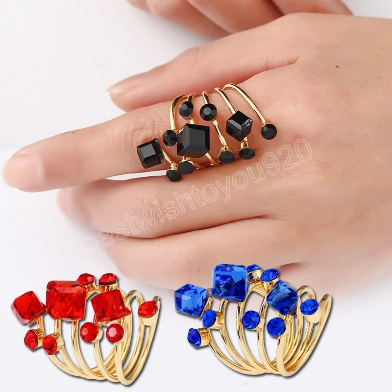 Rhinestone Открытие кольца для Женщин Заявление Ювелирные Изделия Кольца Палец Установите Свадебные Партии Кольцо Подарки
