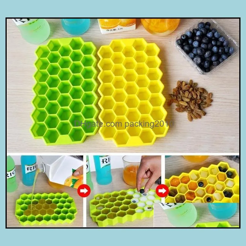 multi-style silicone ice cube tray freeze mould ice cube tray 37 cavity ice-making box honeycomb mold for bar party tools sn351