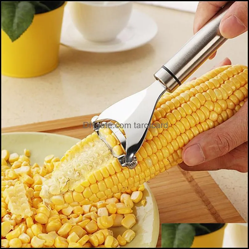 Stainless Steel Corn Stripper Fruit & Vegetable Tools Cob Peeler Threshing Kitchen Gadget Cutter Slicer Ergonomic Handle KDJK2104