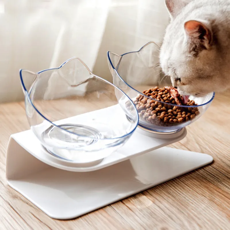 Cat Dog Food Bowl Nonslip Angle Adjustment Pet Dish Rich interaction Sterile Tableware Feeding Watering Supplies Y200917