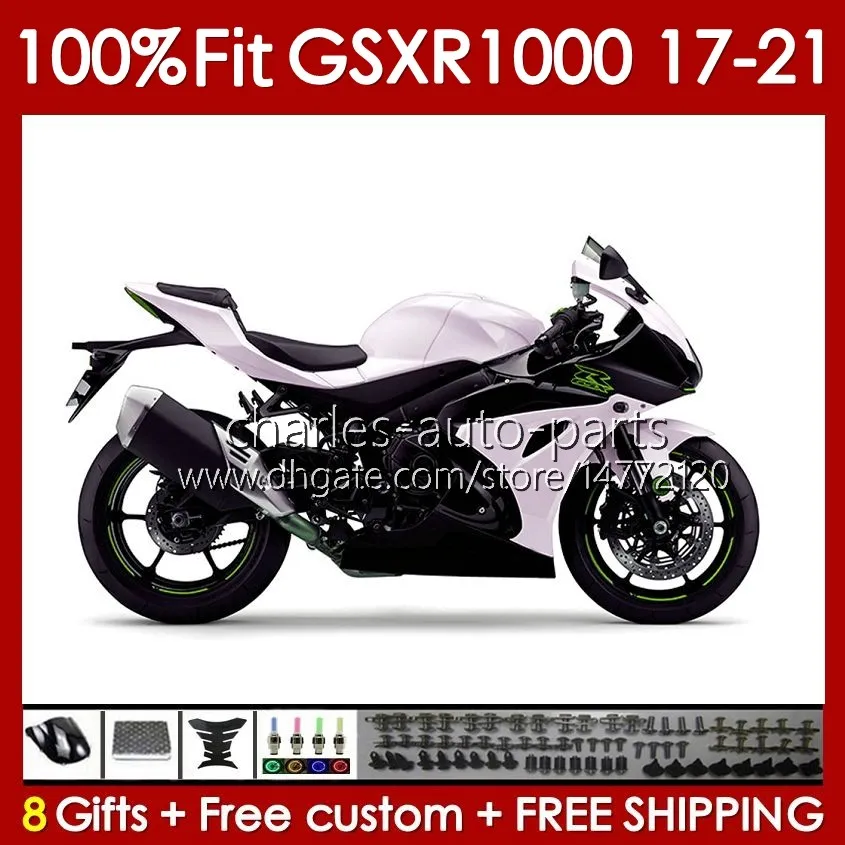 Injection Fairings For SUZUKI K17 GSXR 1000 CC 17 18 19 20 21 Bodywork 146No.62 GSXR1000 1000CC GSXR-1000 2017 2018 2019 2020 2021 GSX-R1000 17-21 OEM Bodys white pearl