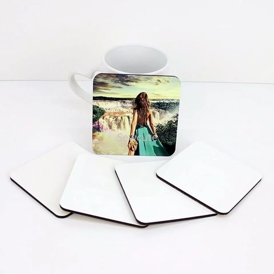 Sous-verres vierges par Sublimation, bricolage personnalisé MDF carré cercle panneau dur isolation tasse Pad Slip sxmy30