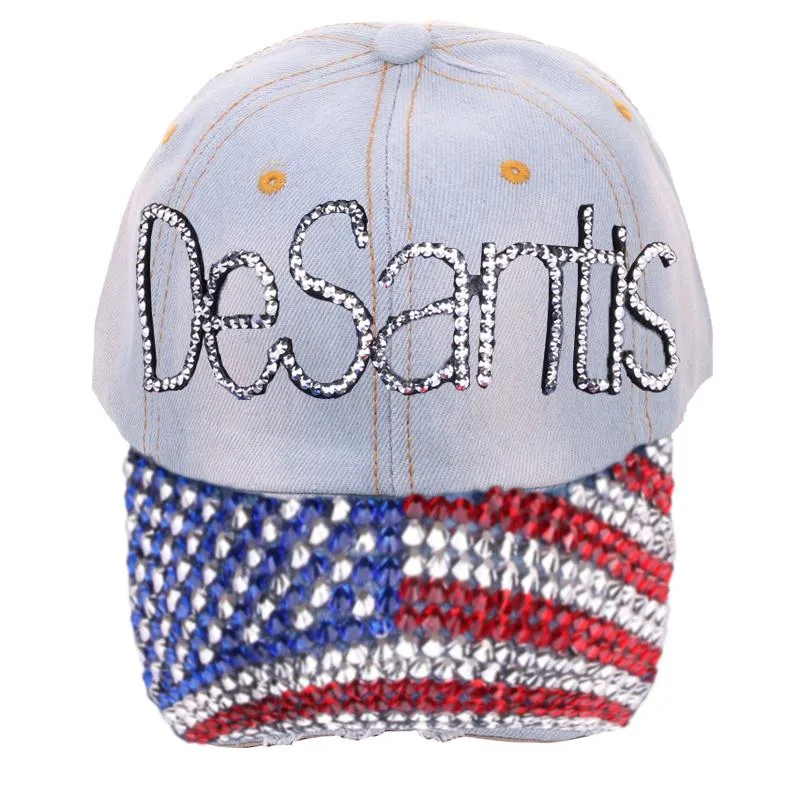 Custom high quality baseball caps for women Cotton Rhinestone Hat snapback cap with letter Desantis wholesale