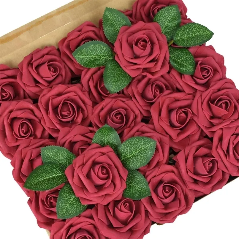 100pack artificial rose falsa espuma flor flor de casamento noiva de noiva Celebration Centerpiece Centro de aniversário Decoração de chá de bebê 220811