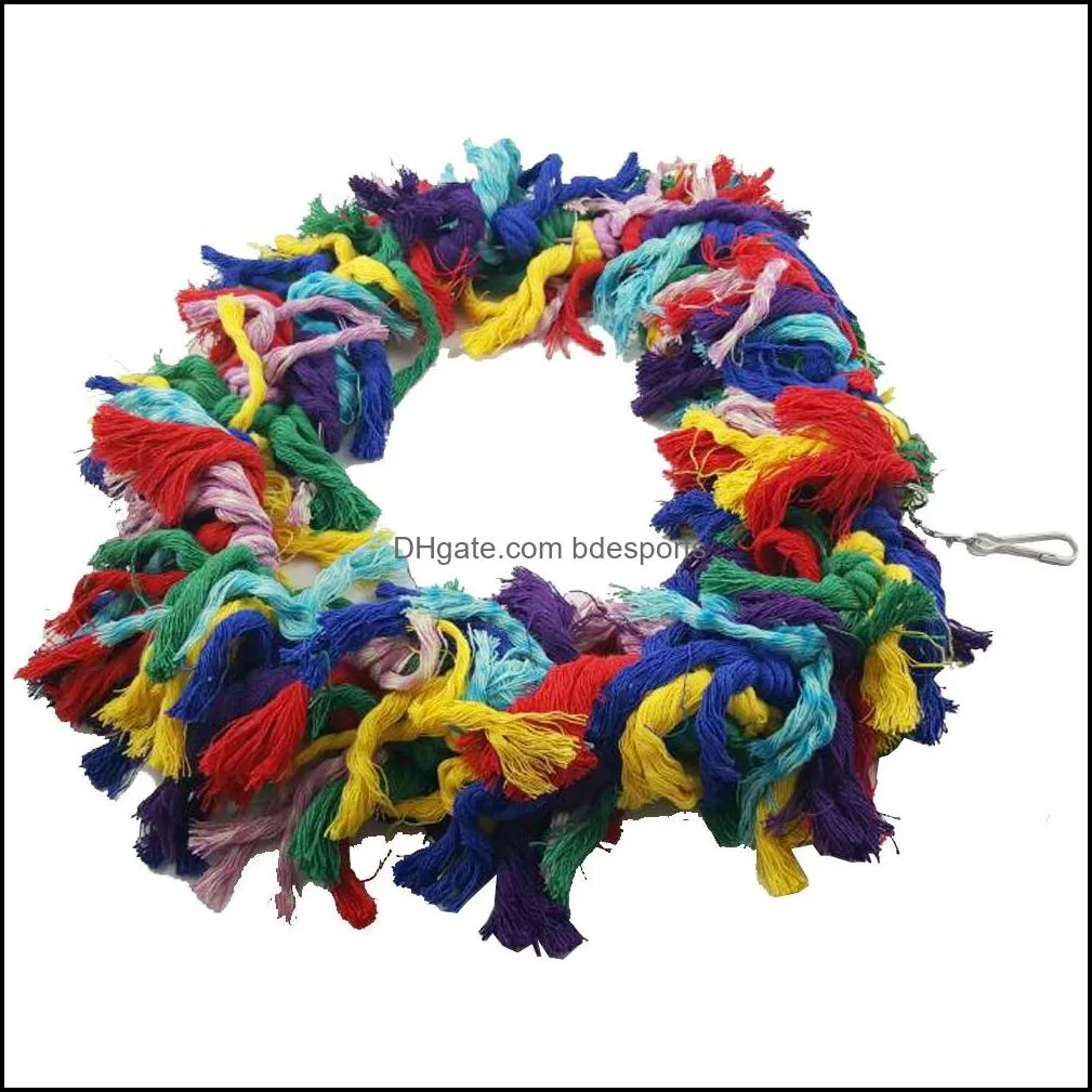 Parrot Chew Toys, Cockatoo Climbing Toy Round Ring Bird Toys Cotton Rope Parakeet Finch Cage Toy