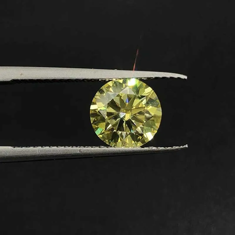 Other Real 0.5-2 Carat Lemon Yellow Round Brilliant Moissanite Loose Stone With Gra For Diy Jewelry Ring Earrings Pass Diamond TesterOther