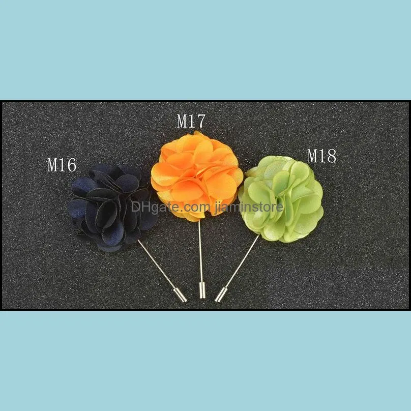 Fashion men suits plug-in long brooch Handmade boutonniere stick pin men`s accessories Color butyl cloth corsage