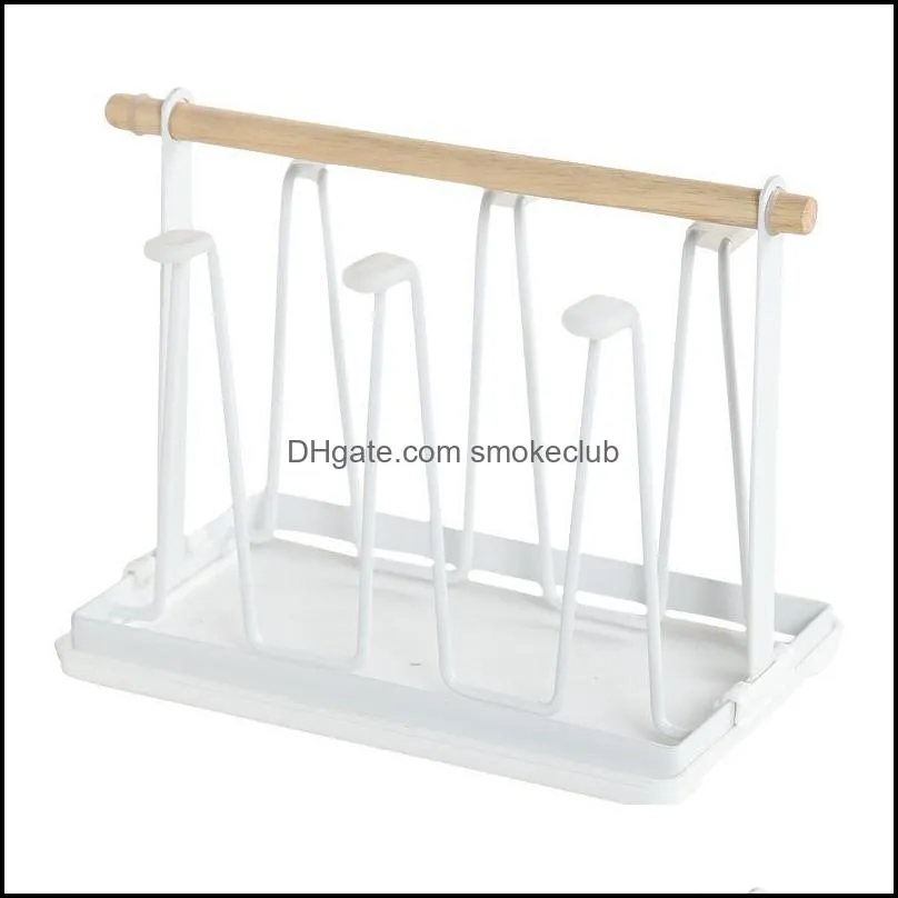 Kitchen Storage & Organization Iron Material Drain Cup Holder Household Portable Water Rack With Tray Living Room