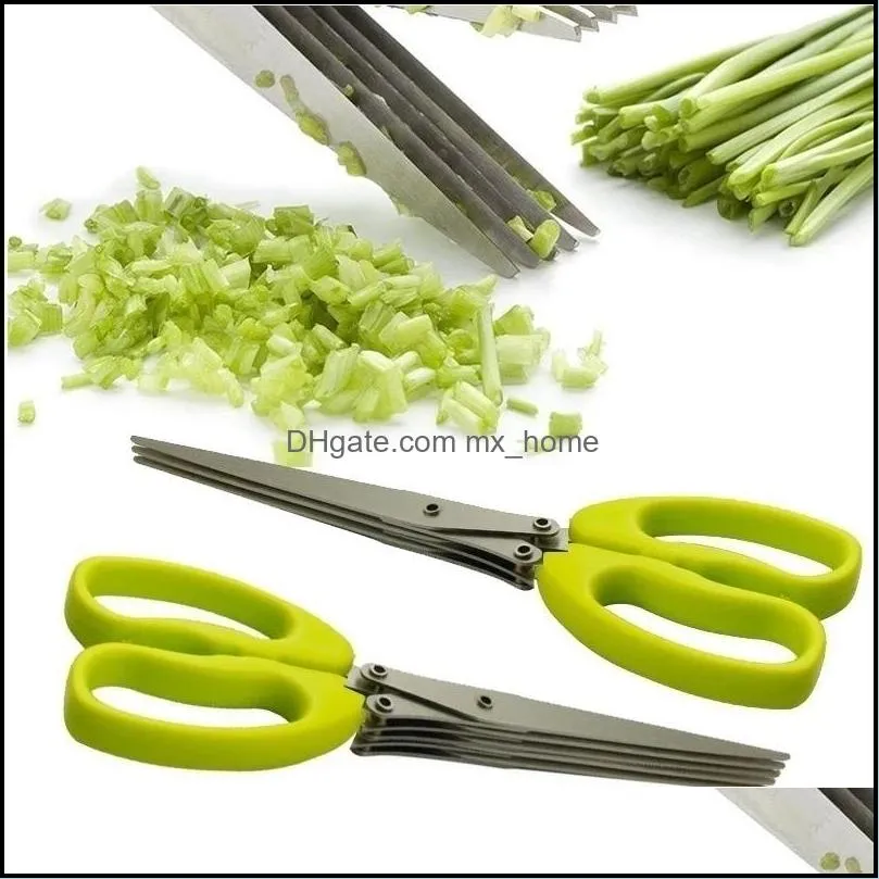 stainless steel scissors cooking tools kitchen accessories knives 5 layers scissor sushi shredded scallion cut herb spicesscissors