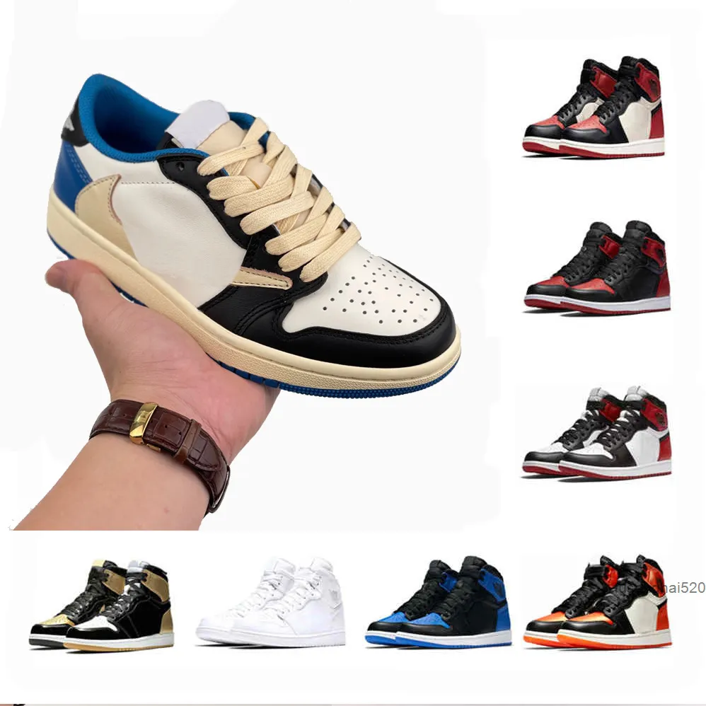 2021 Fragment TS Zapatillas de baloncesto Hombres Mujeres Low Jumpman 1 1s Chicago Bred Banned Toe Blue UNC juego Gold Top 3 Shadow Sneakers