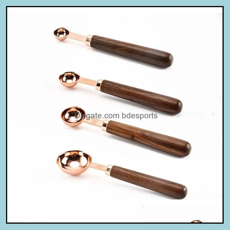 Measuring Tools 4/8PCS Stainless Steel Measure Spoons Set Rose Gold Measuring-Cups Kitchen Accessories Baking Bartending Tea Coffee