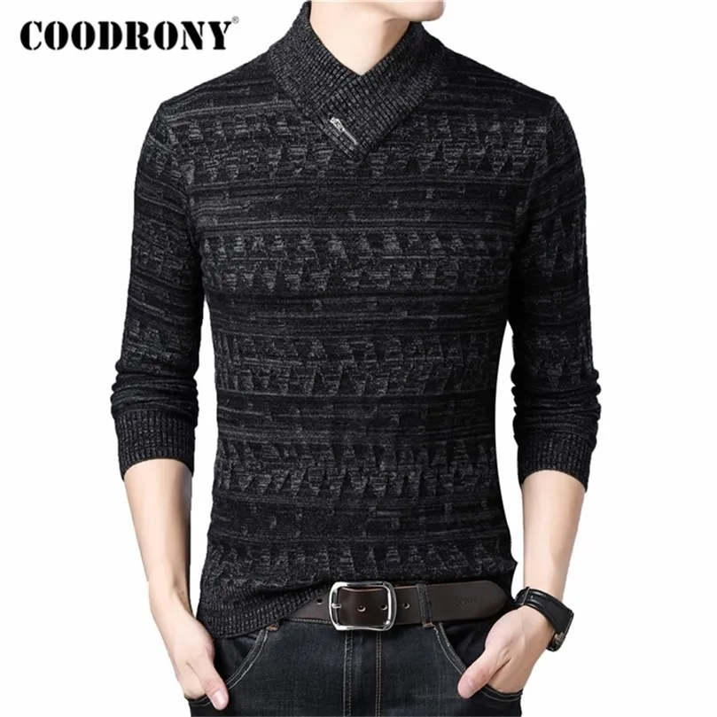 Coodrony Marka Belktlenek Kazak Erkekler Moda Moda Çekme Homme Kış Kalın Sıcak Sweaters Örgü Yün Külot Erkekler C1016 201224