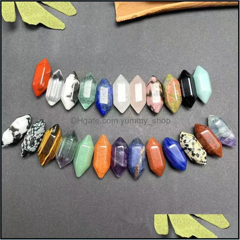 natural stone hexagonal pendulum reiki charm home decoration accessories diy mini gems ornaments for jewelry making