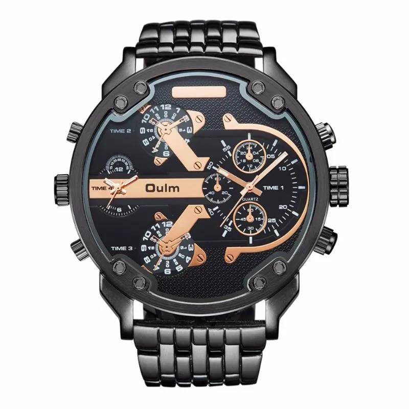 Wristwatches Mens Watches Top Brand OULM 3548 Luxury 5.5CM Big Face High Quality Stainless Steel Watch Black Relogio Masculino Marca Origina