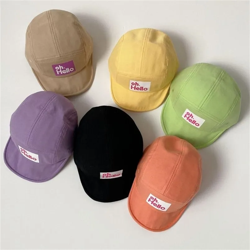 Summer Candy Kolor Baby Baseball Hats Oh Hello Print Kids Chłopcy Dziewczyny na świeżym powietrzu Sun Bawełna Ed Cap 220630