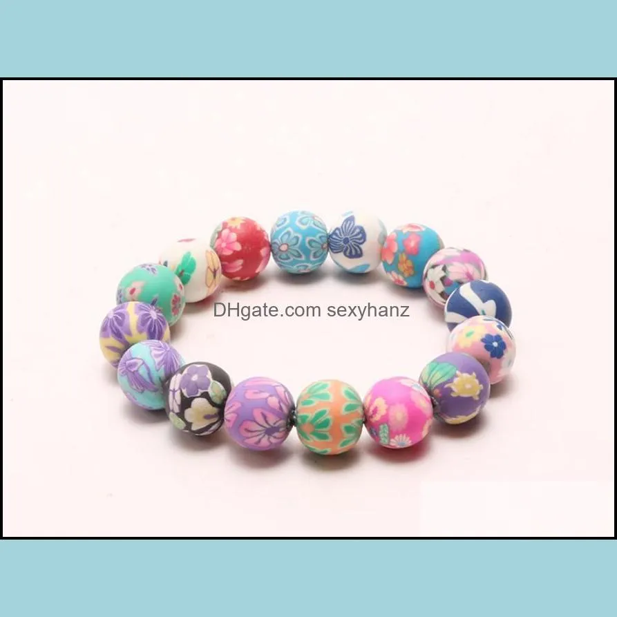 Fashion Colorful handmade Bohemian beaded Strands bracelets Floral soft clay elastic bracelet For Women Girls National jewelry