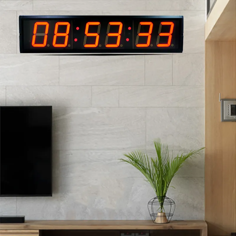 Wholesale 4-inch 6-digit red LED display wall clock is suitable for home and school office, durable and customizable