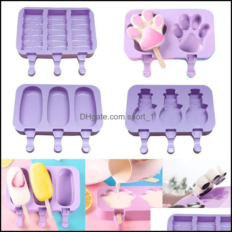 Ice Cream Tools Sile Mold Diy Homemade Cartoon Cute Popsicle Maker Mod Ho Dht4F